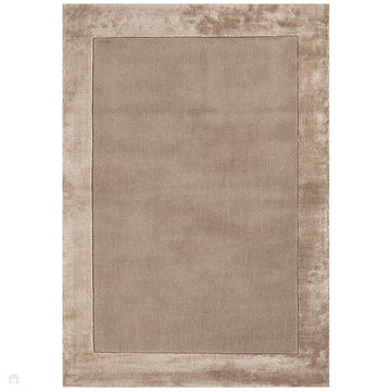 Ascot Modern Plain Hand-Woven Wool Centred Loop Pile Metallic Shimmer Wide Viscose Border Warm Sand Beige/Golden Taupe Rug-Asiatic Carpets-Rug Love - The Most Loved Rug Store